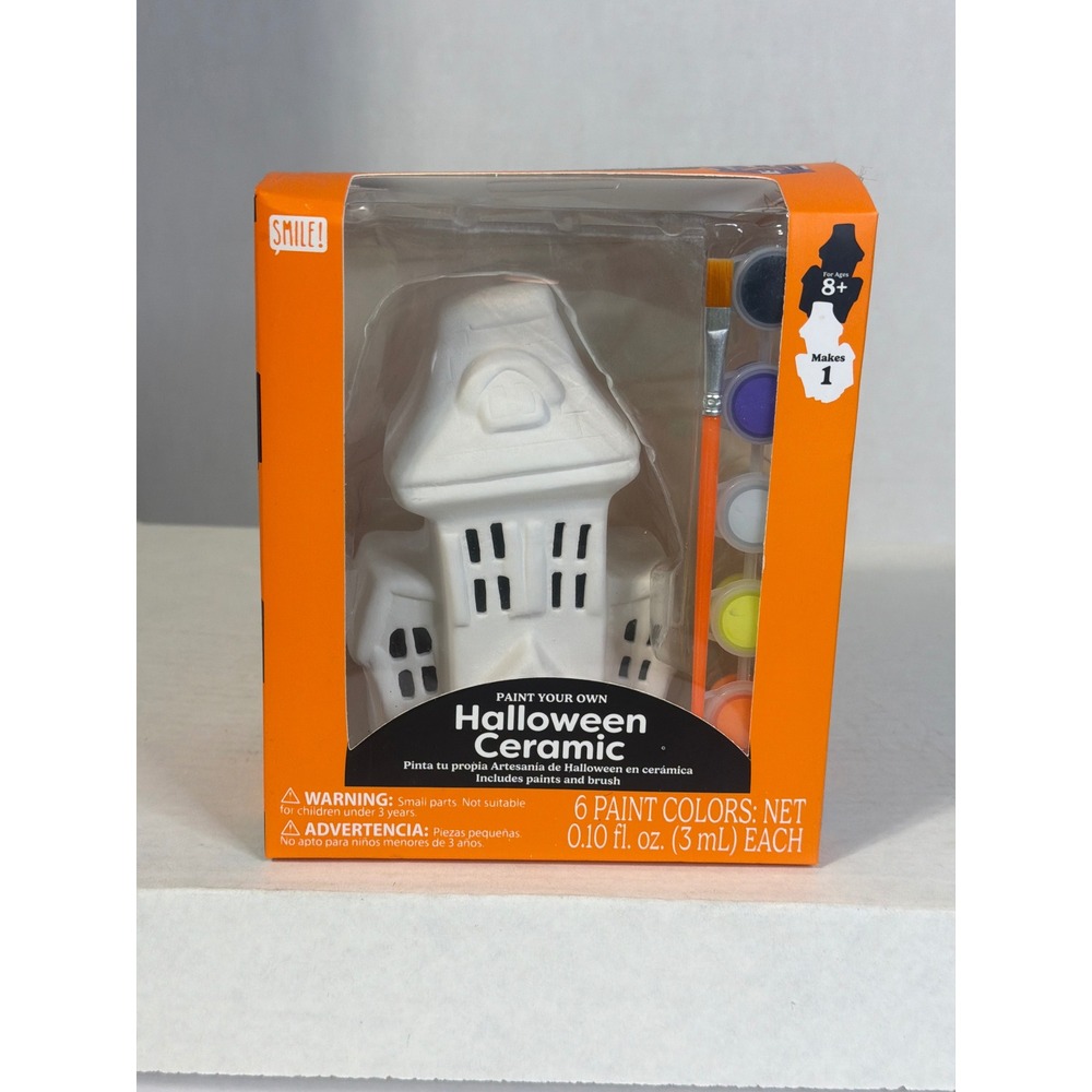 Smile! Paint Your Own Halloween Ceramic Spooky House DIY Craft Kit New
